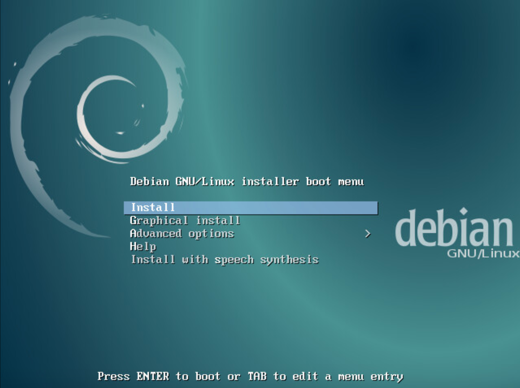 Écran d'installation de Debian